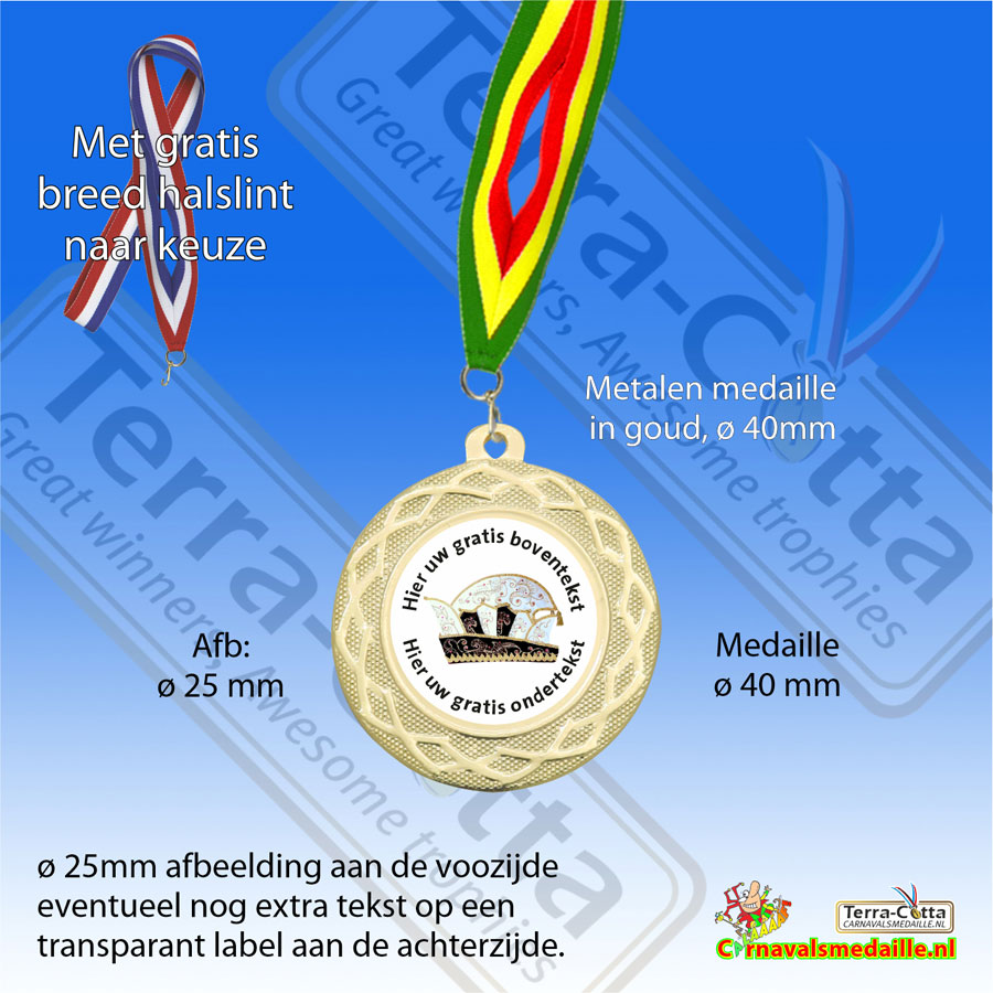carnavalsmedailles laten maken met gratis breed halslint, tekst en afbeelding